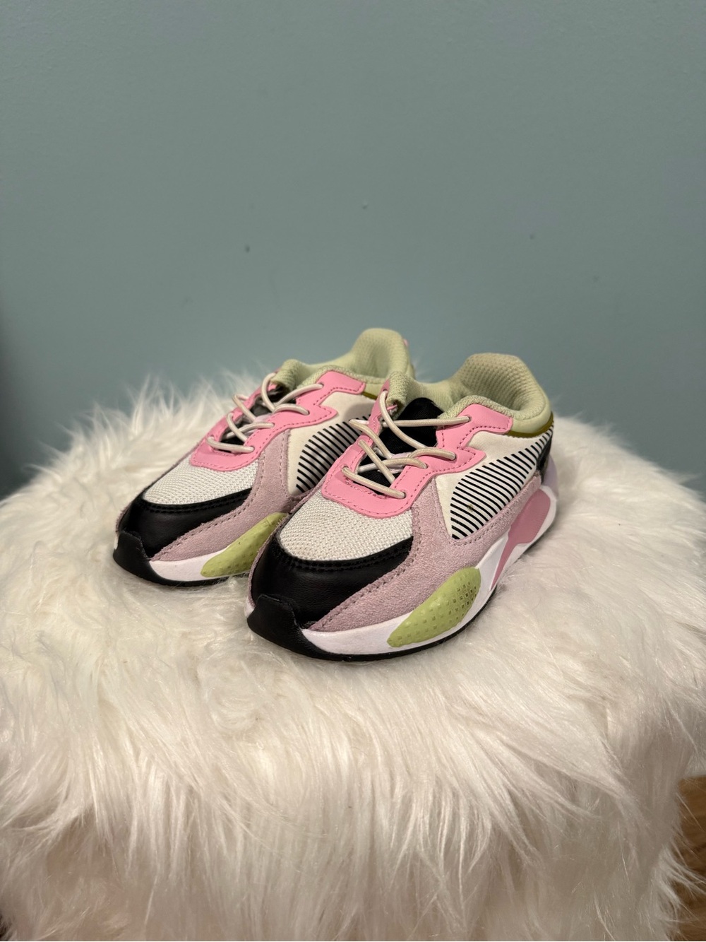 Puma Kids Pink, Light Green & Black Sneakers